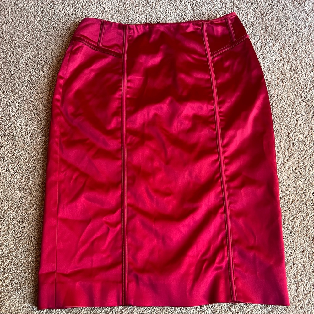 Beautiful red satin pencil skirt